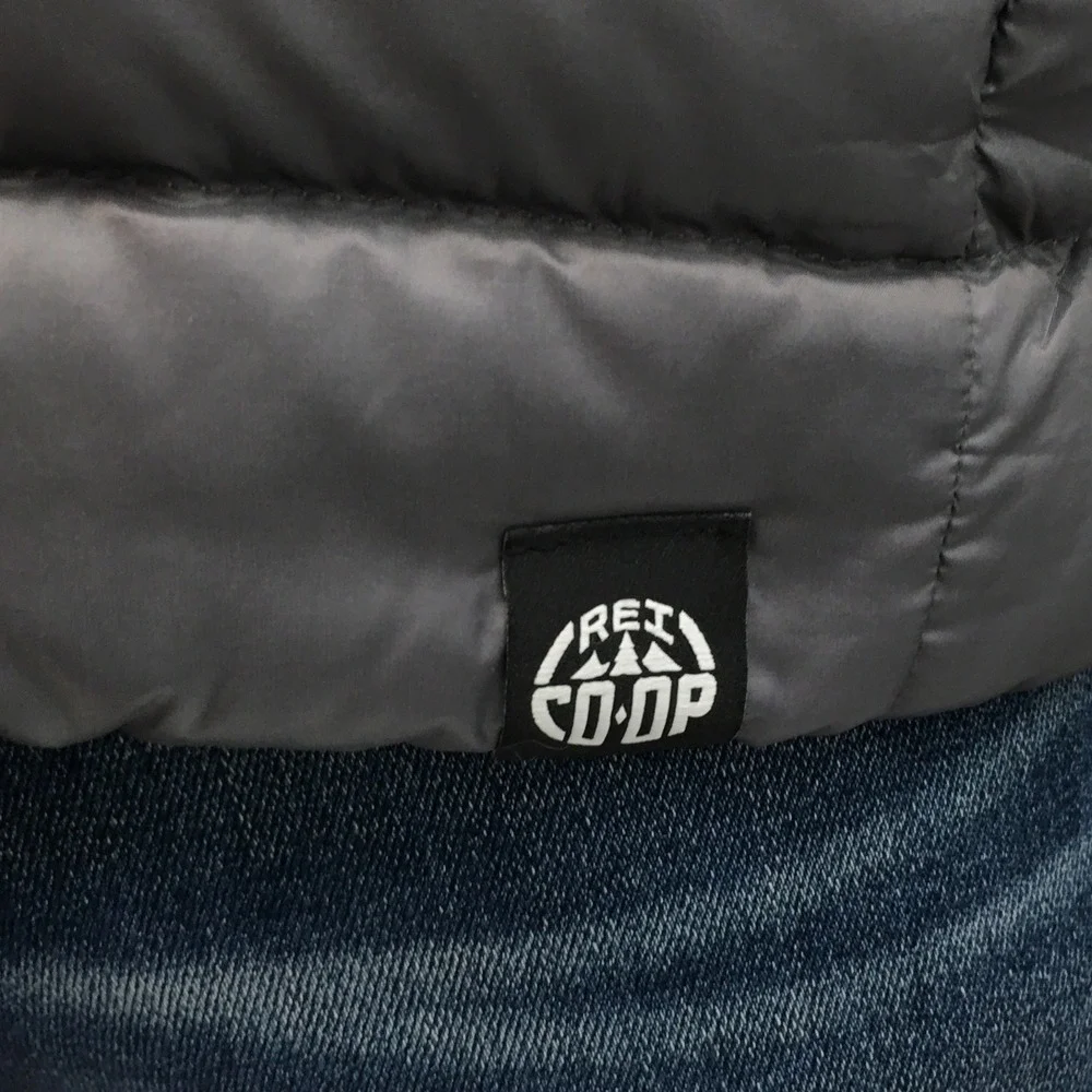 REI Co-op Mens Down Puffer Vest Gray‎ XL Full Zip Quilted 17476-F14